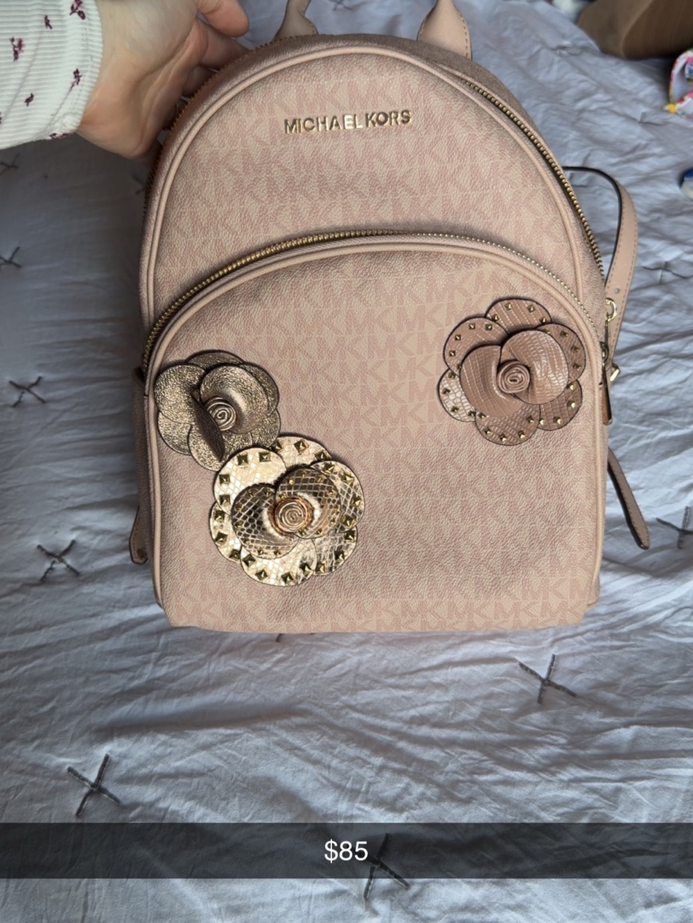 Michael Kors Blush Pink Floral Appliqué Mini Backpack